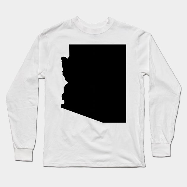 Arizona map in black Long Sleeve T-Shirt by Creative Art Store